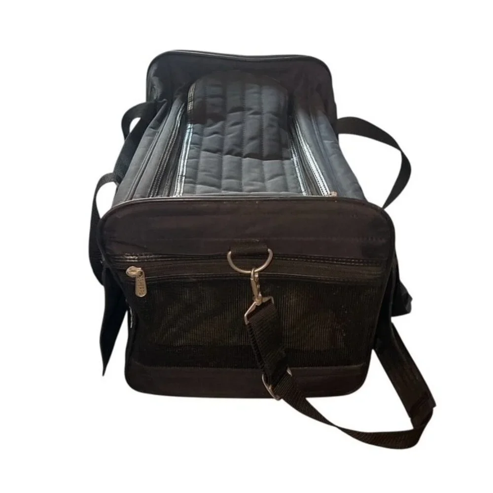 Sherpa Black Travel Pet Carrier Bag 18x12x12 Shoulder Strap Handles Dog Cat